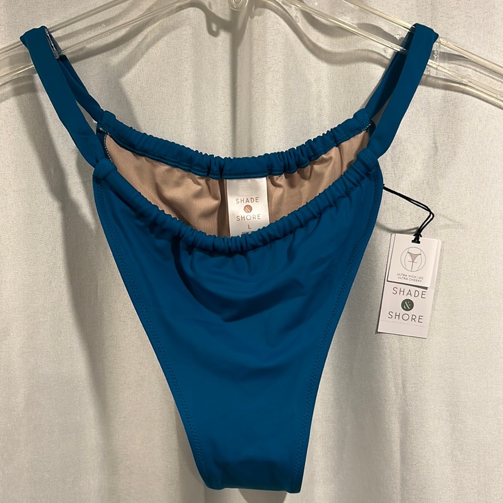 NWT Shade & Shore L teal bikini bottom - ultra high leg, ultra cheeky